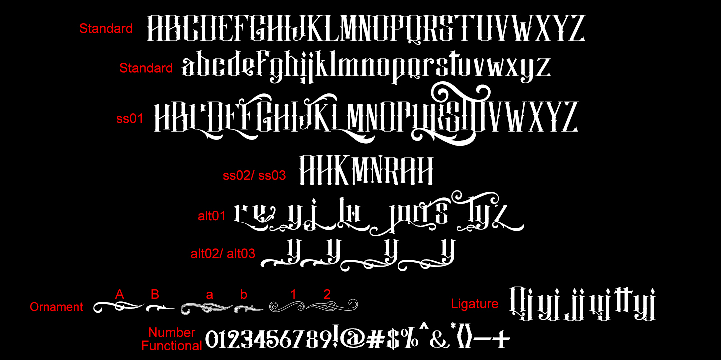 Przykład czcionki Justify Outline